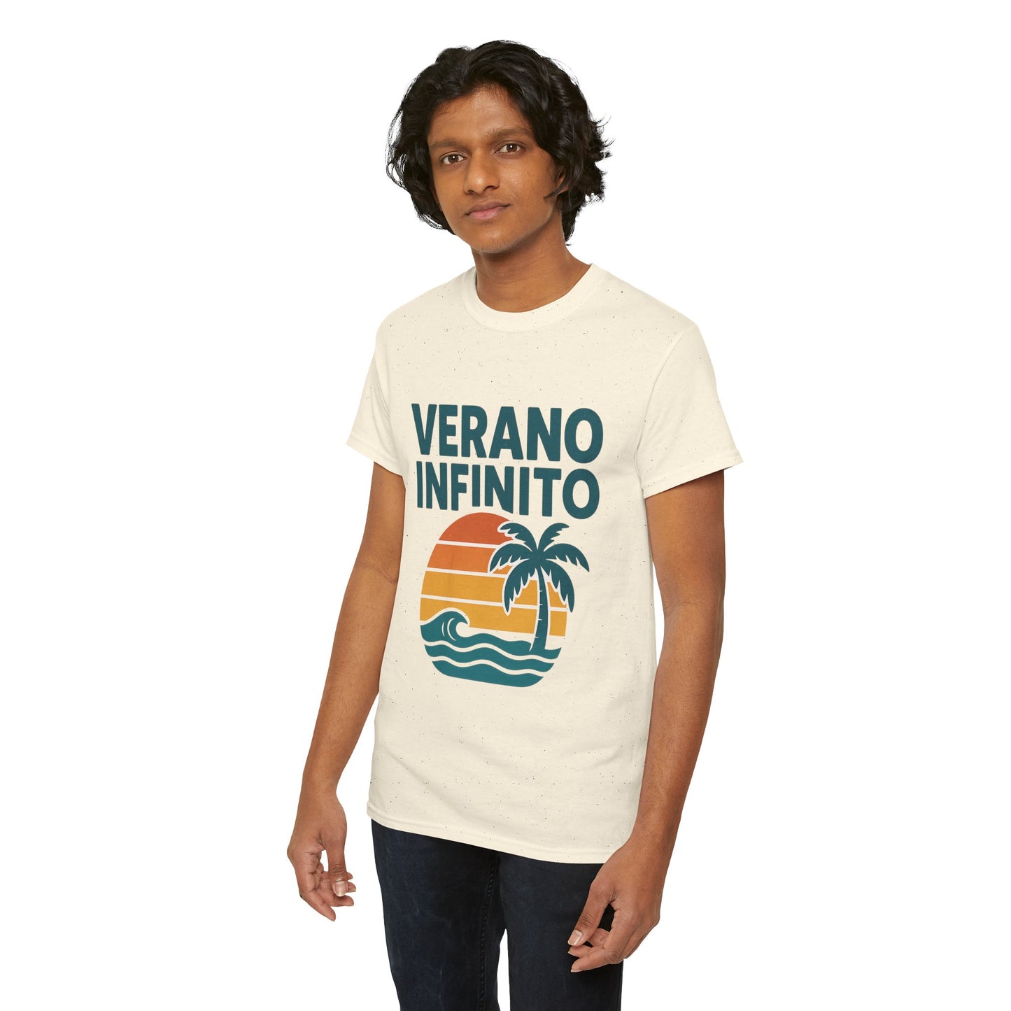 Unisex Heavy Cotton Tee with 'Verano Infinito' Design - Summer Vibes, Beachwear, Casual, Vacation T-Shirt, Gift
