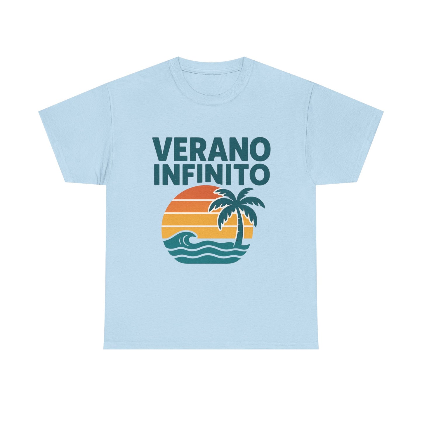 Unisex Heavy Cotton Tee with 'Verano Infinito' Design - Summer Vibes, Beachwear, Casual, Vacation T-Shirt, Gift
