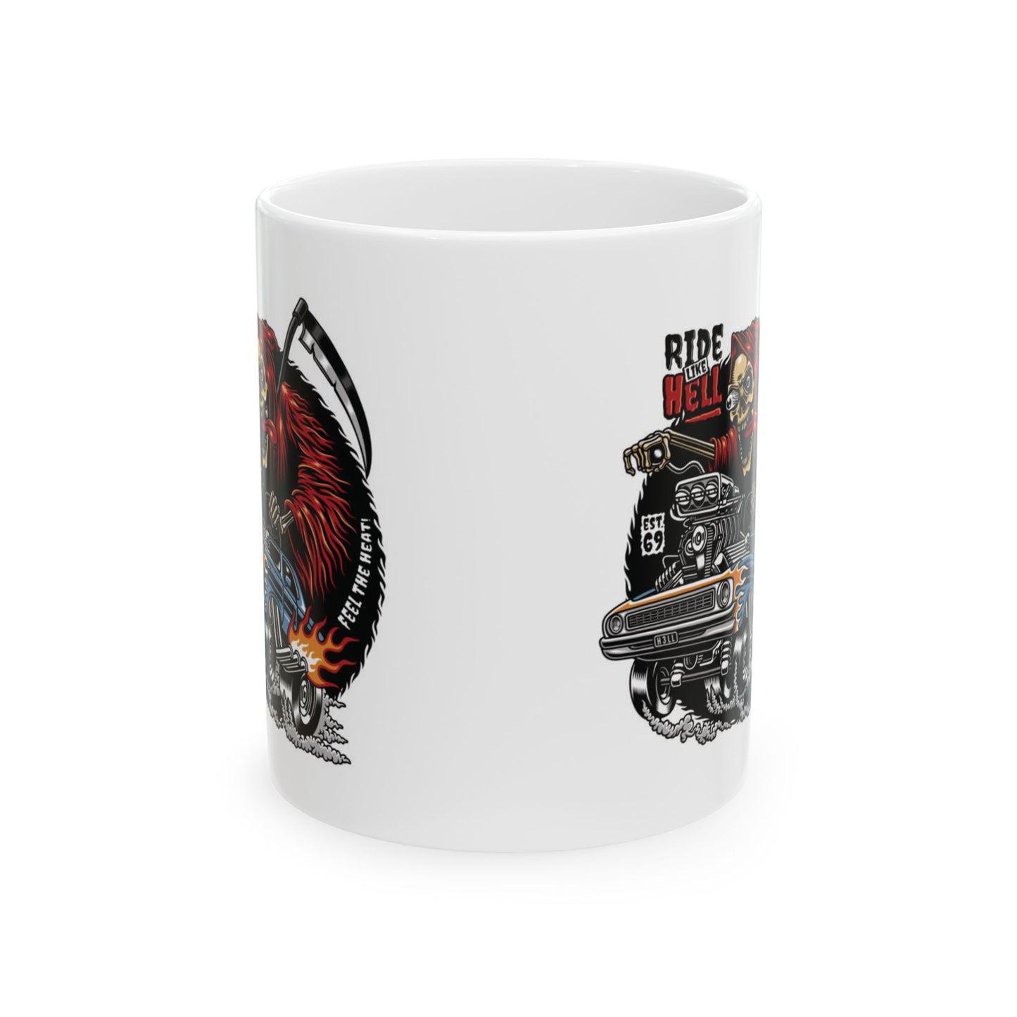 Mug - Retro Punk Style Car Calavera Day of the Dead Ceramic Mug (11oz, 15oz)