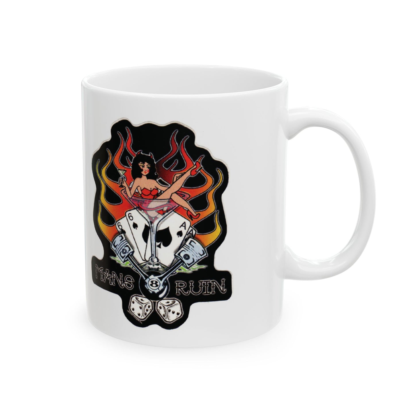 Mug Vintage Woman Poker Design, Mans 8 Ruin