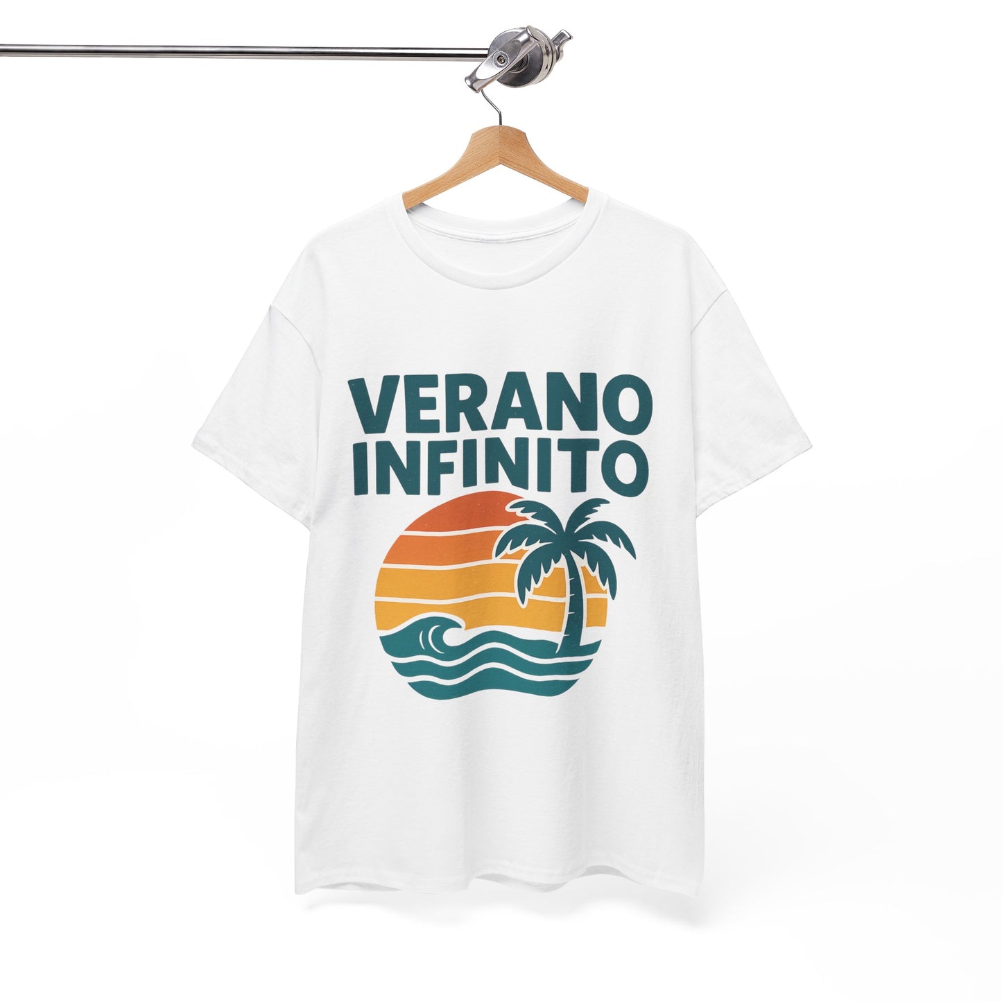 Unisex Heavy Cotton Tee with 'Verano Infinito' Design - Summer Vibes, Beachwear, Casual, Vacation T-Shirt, Gift