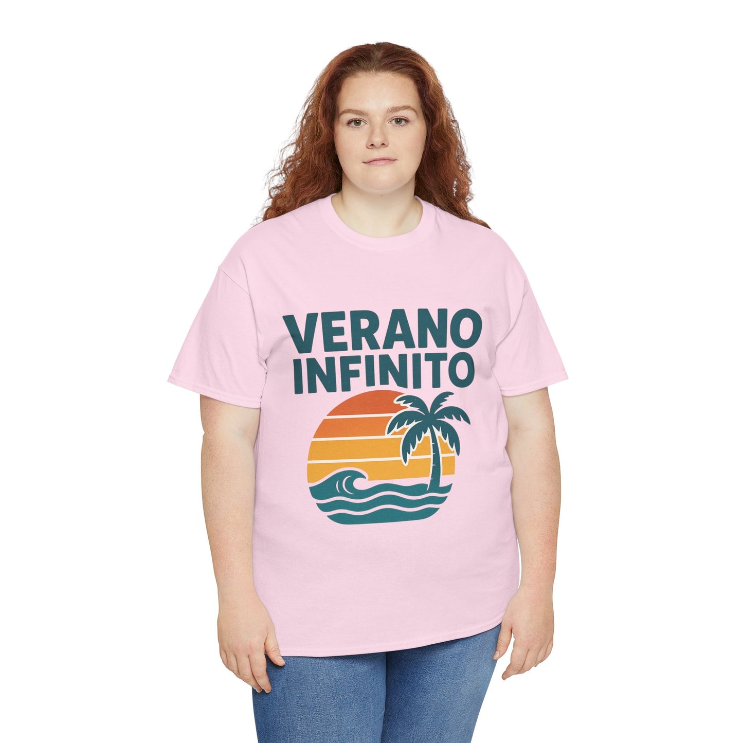Unisex Heavy Cotton Tee with 'Verano Infinito' Design - Summer Vibes, Beachwear, Casual, Vacation T-Shirt, Gift