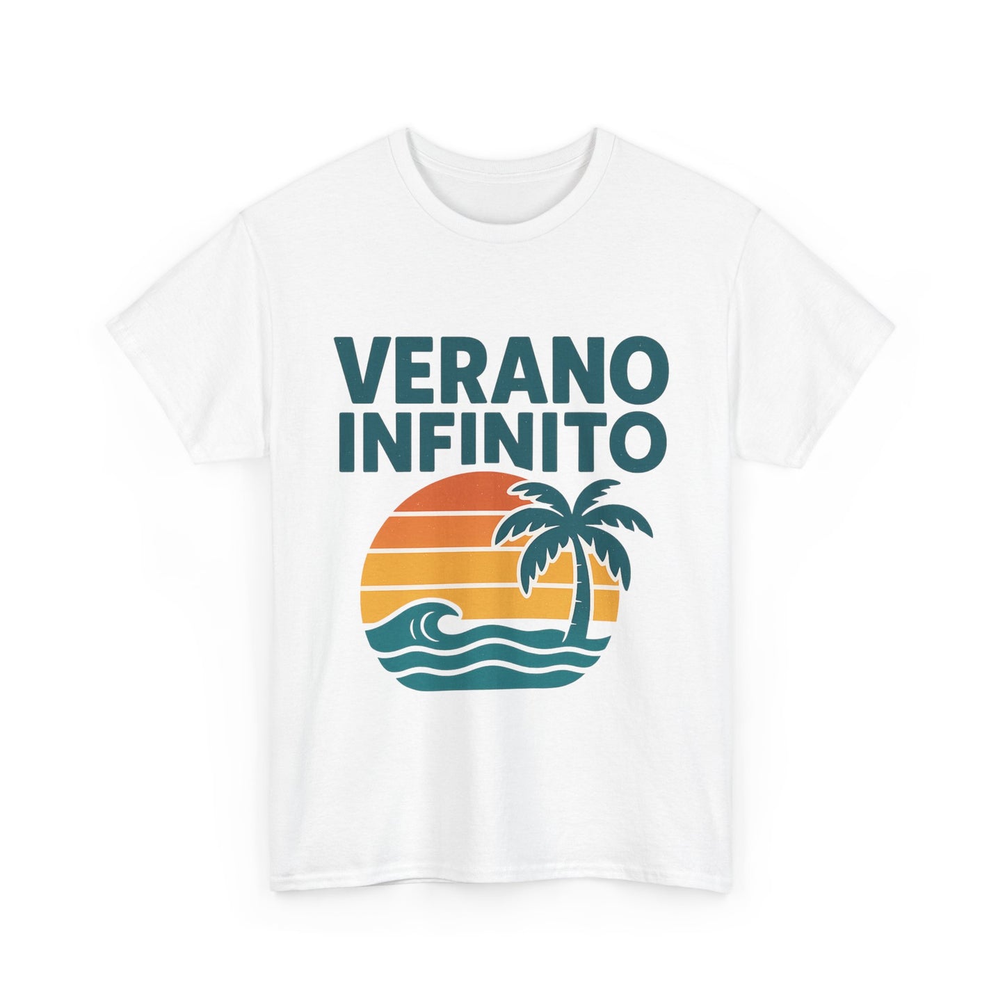 Unisex Heavy Cotton Tee with 'Verano Infinito' Design - Summer Vibes, Beachwear, Casual, Vacation T-Shirt, Gift