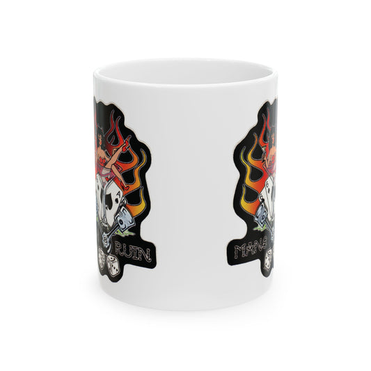 Mug Vintage Woman Poker Design, Mans 8 Ruin