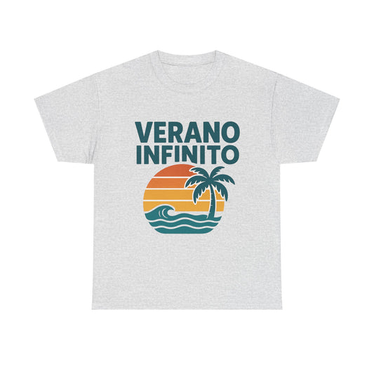 Unisex Heavy Cotton Tee with 'Verano Infinito' Design - Summer Vibes, Beachwear, Casual, Vacation T-Shirt, Gift