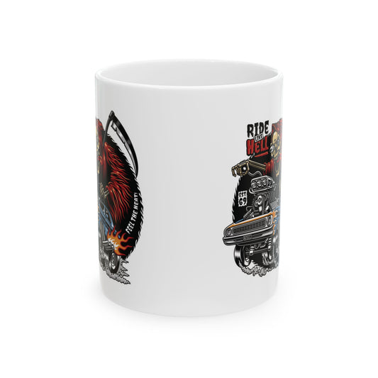 Mug - Retro Punk Style Car Calavera Day of the Dead Ceramic Mug (11oz, 15oz)