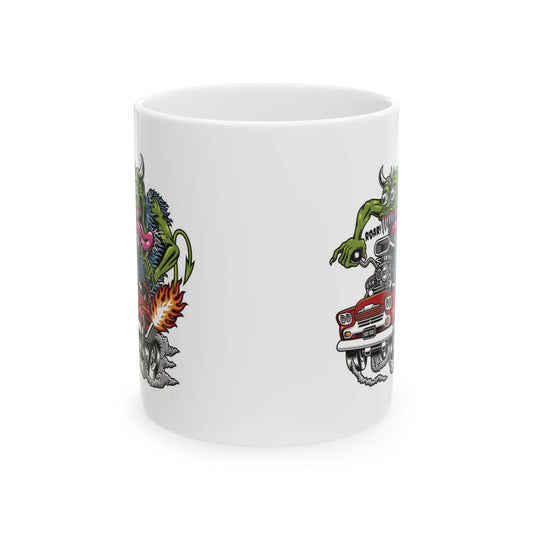 Mug - Alien En Coche Estilo Retro