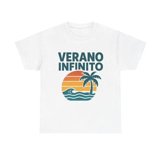Unisex Heavy Cotton Tee with 'Verano Infinito' Design - Summer Vibes, Beachwear, Casual, Vacation T-Shirt, Gift
