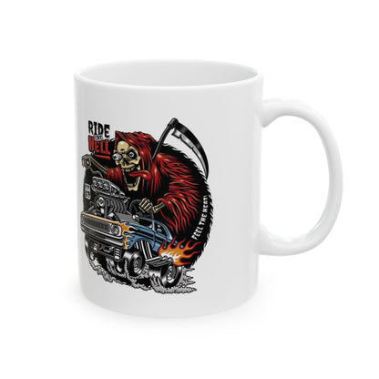 Mug - Retro Punk Style Car Calavera Day of the Dead Ceramic Mug (11oz, 15oz)